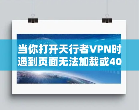 当你打开天行者VPN时遇到页面无法加载或404错误的问题时，可以按照以下步骤进行排查和解决