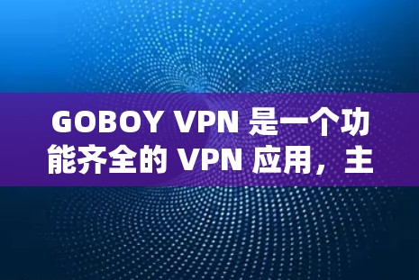 GOBOY VPN 是一个功能齐全的 VPN 应用，主要用于提供安全的互联网连接，保护用户隐私。以下是对 GOBOY VPN 的详细分析